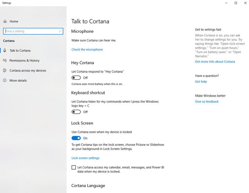 Cách sửa lỗi Cortana và microphone - Bước 1.