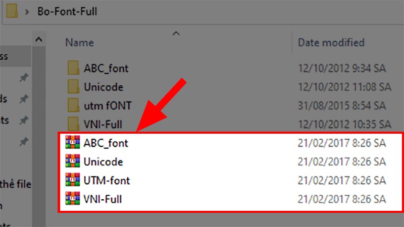 Bạn tiếp tục giải nén các file chứa Font ở bên trong file Bộ Font Full vừa tải về
