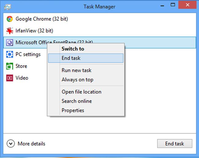 How to Kill Process in Windows 8