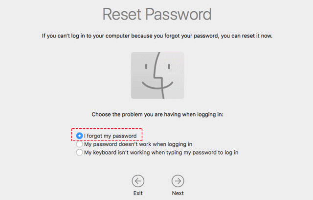 Reset password when files filevault is enabled