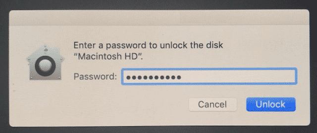 Unlock Mac hard disk