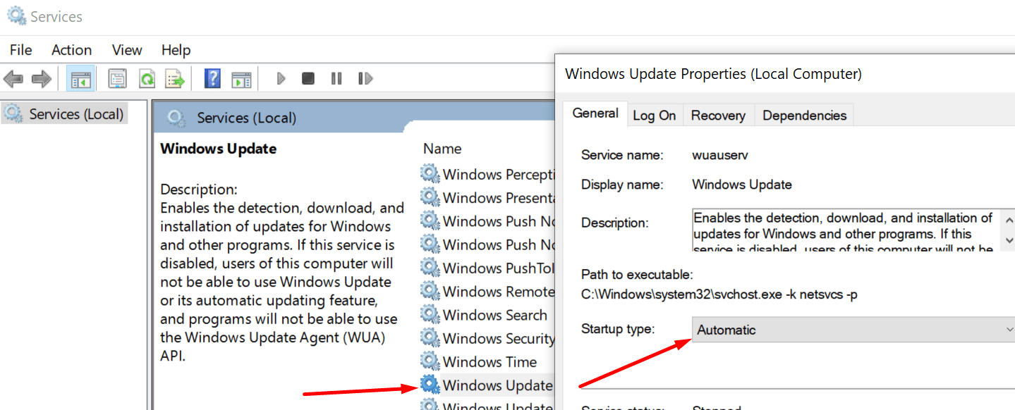 windows update service
