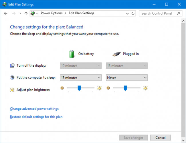 Sử dụng Control Panel để điều chỉnh độ sáng màn hình Windows 10